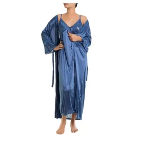 4 Piece Long Nighty Set-Blue