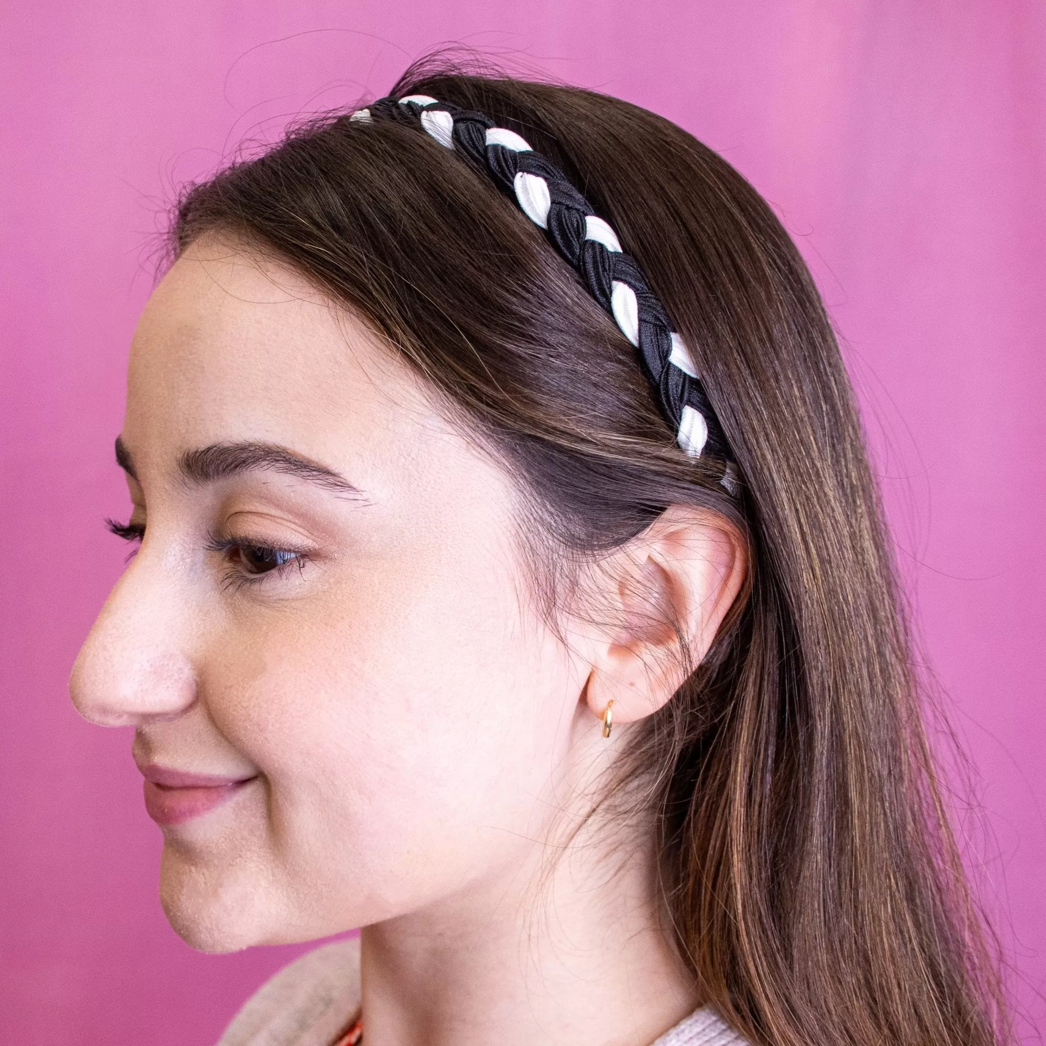 Adjustable Two Tone Braided Headbands - 4 Pack