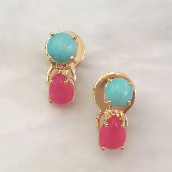 Amazonite & Hot Pink Agte Separates Earrings