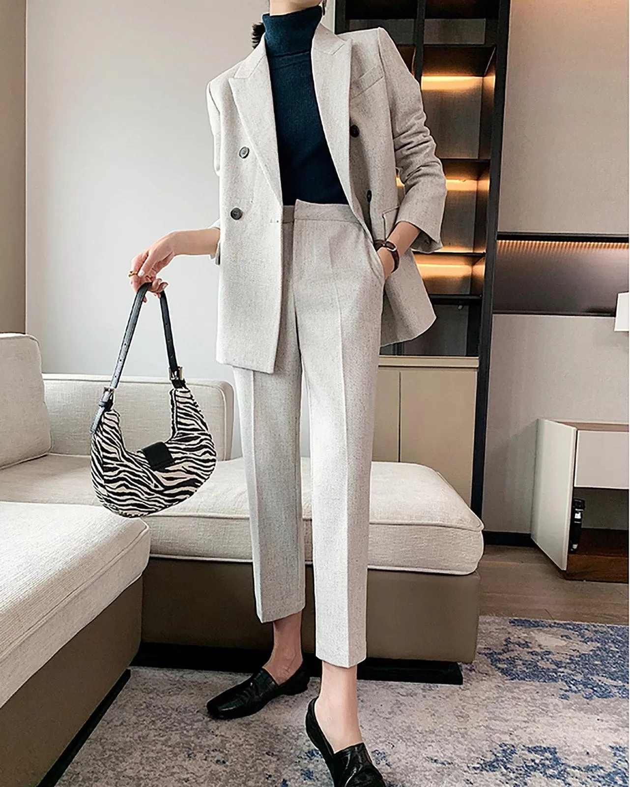 Anita Double Breasted Blazer & Crop Pants Suit Set