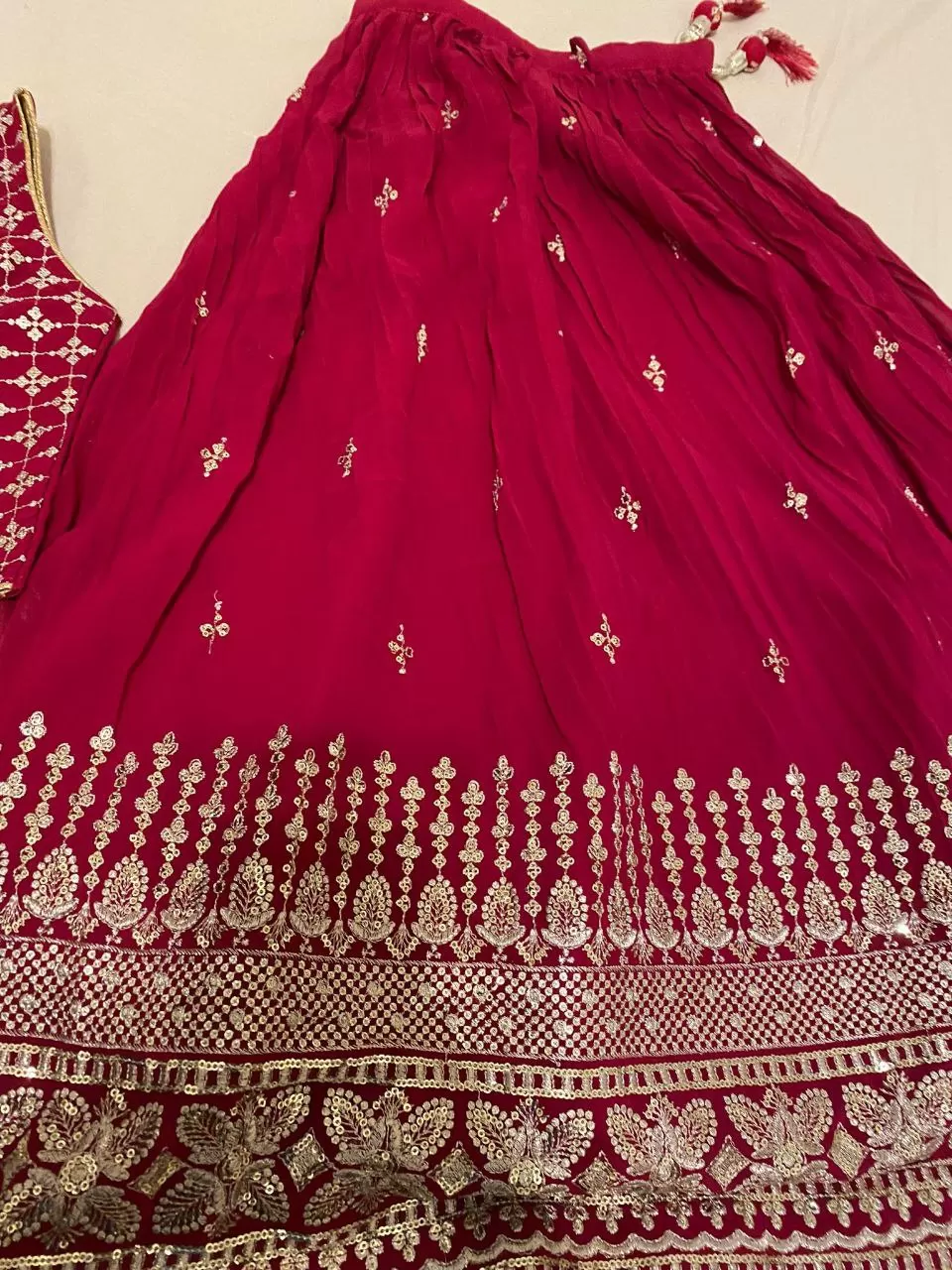 Appealing Red Color Viscose Choli With Embroidery Work For Girls