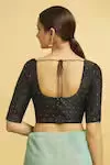 Beautiful Black Color Front Open  Ready To Wear Silk Blouse For Women