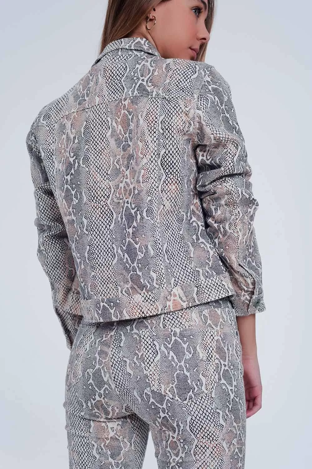 Beige Jacket with Snake Print