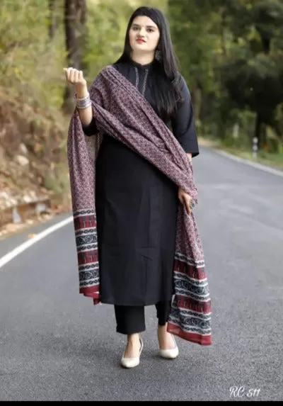 Black Khadi Cotton Salwar Suit With Malmal Dupatta