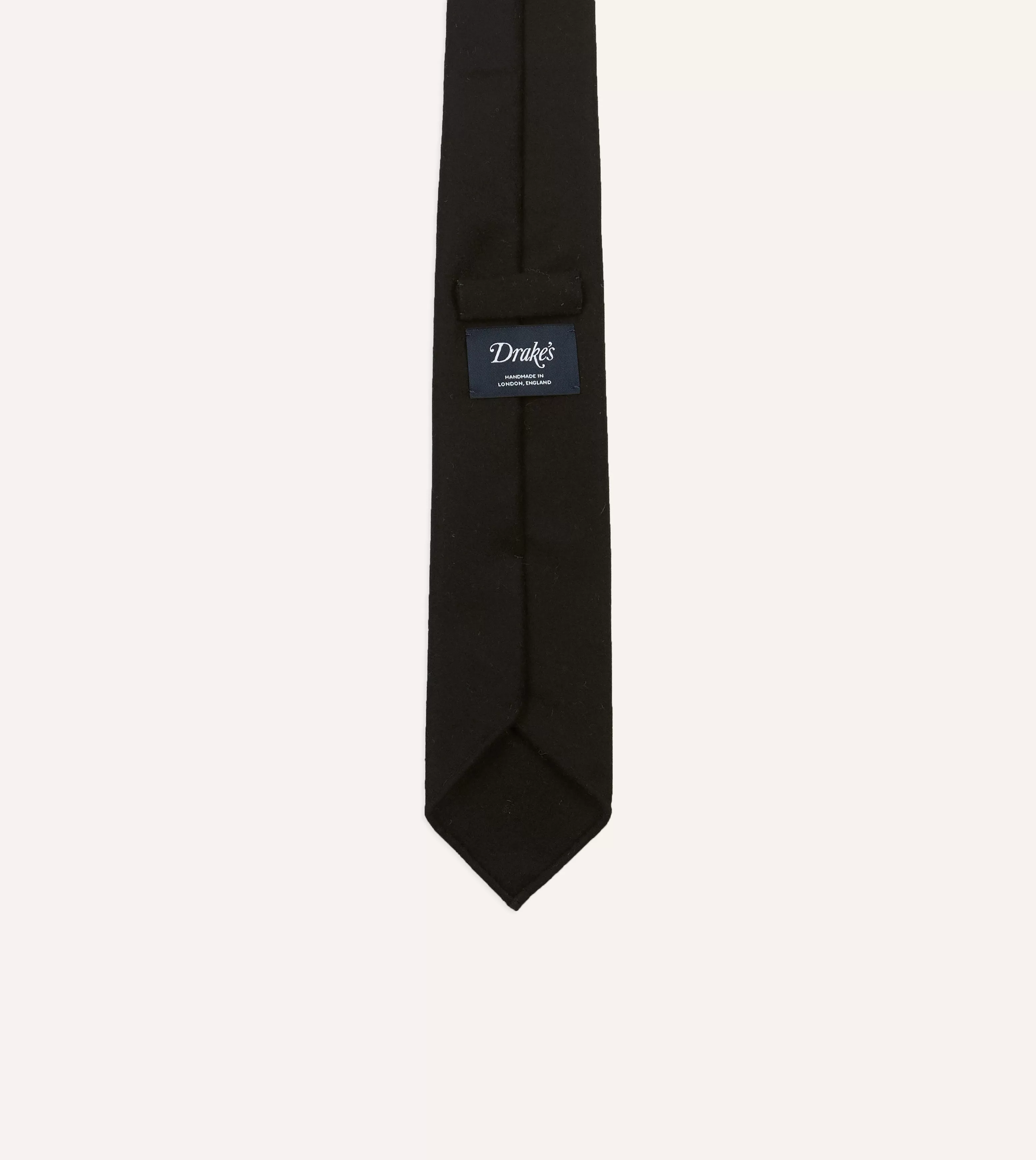 Black Super Fine Merino Wool Self Tipped Tie