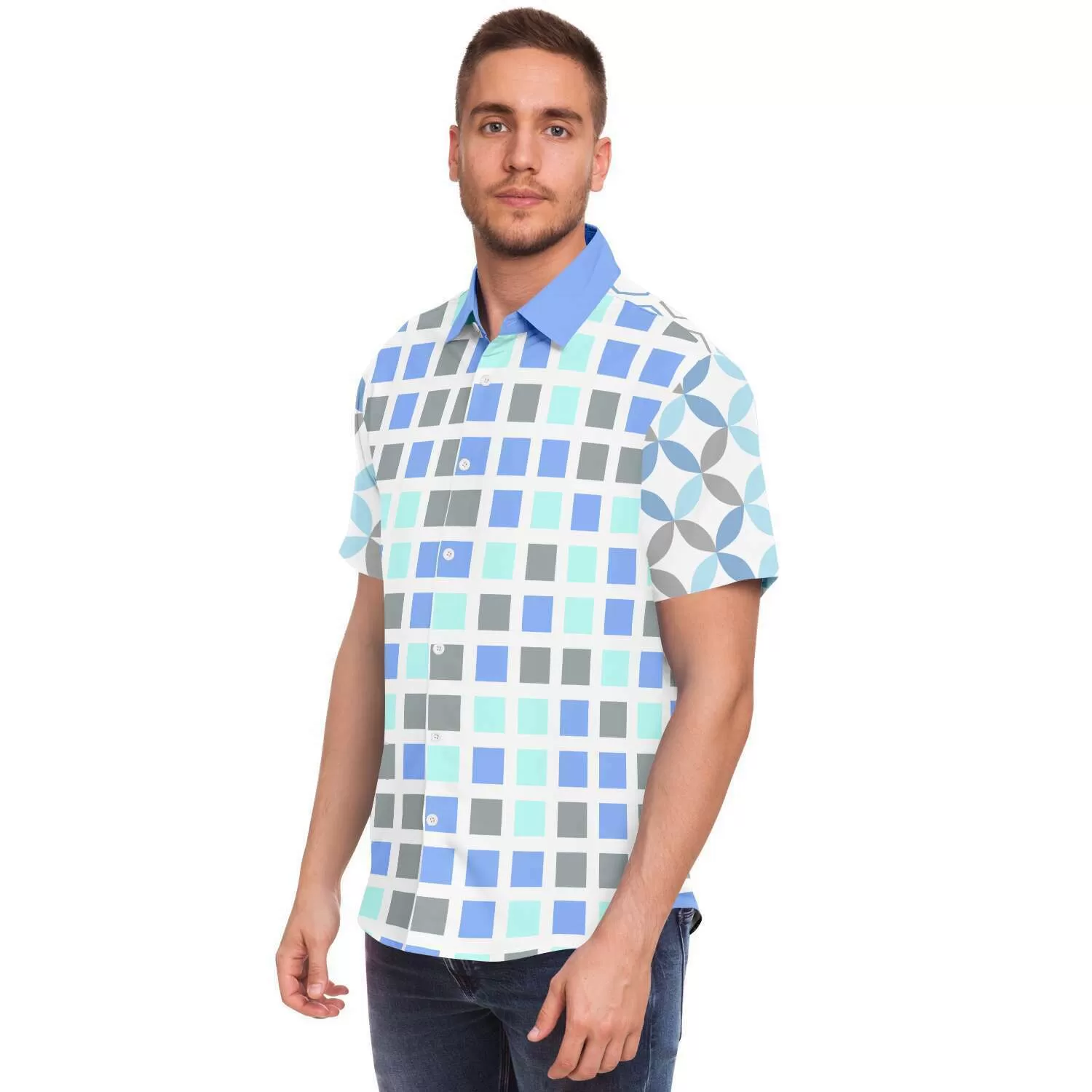 Blue Skies Ahead Short Sleeve Button Down Shirt