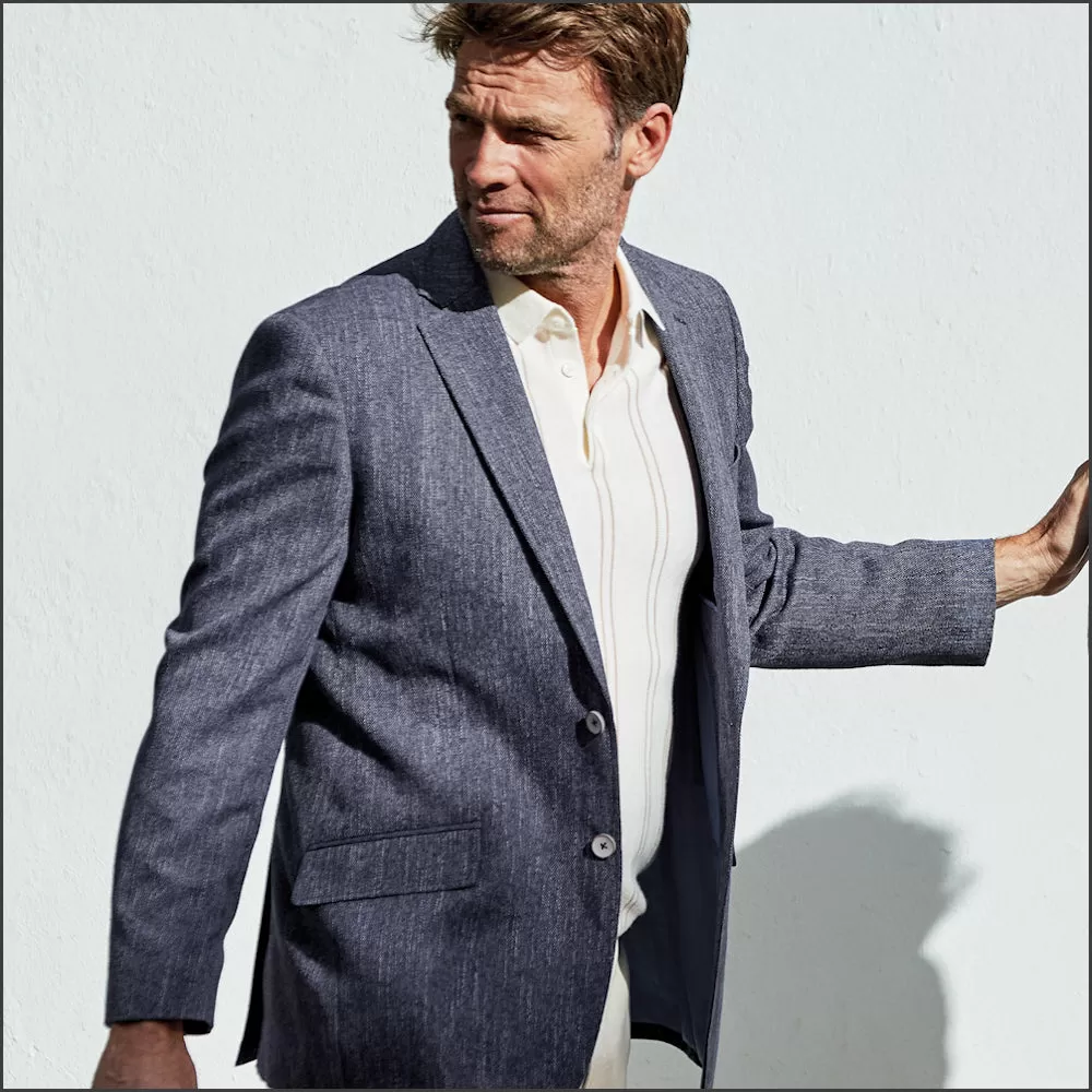 Brook Taverner Greig Mid Blue Textured Jacket <><>