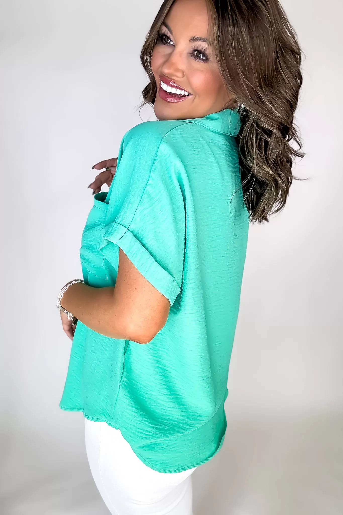 Business Casual Jade Collared Top