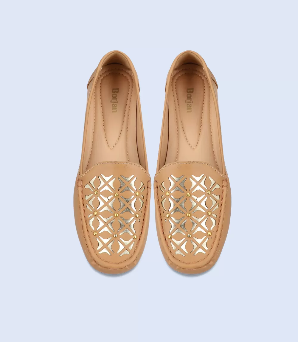 BW8602-BEIGE-Women Casual Moccasins