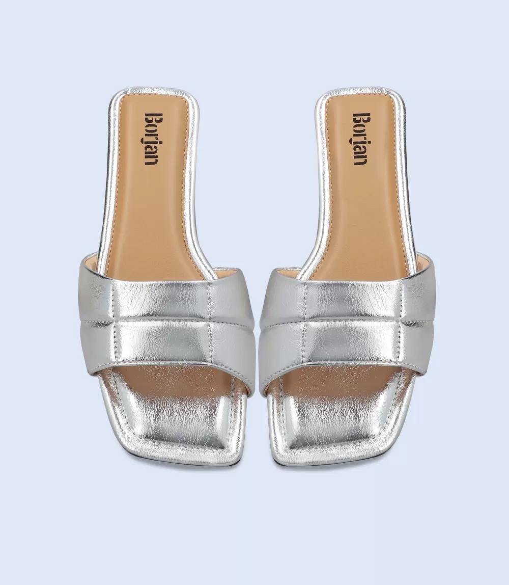 BW9325-SILVER-Women Casual Chappal