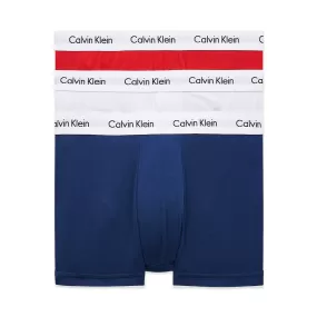 Calvin Klein Low Rise Cotton Stretch Trunks - White/Red/Blue