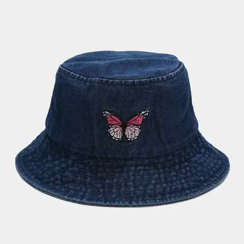 Casual Denim Butterfly Fisherman Hat