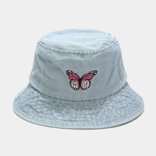 Casual Denim Butterfly Fisherman Hat