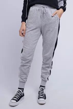 Catch Black Side  Stripe Grey Marle Trackpant