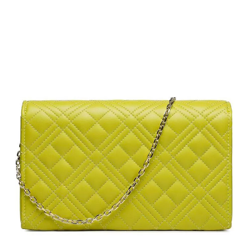 Clutch Donna con Tracolla LOVE MOSCHINO linea Shiny Quilted Lime