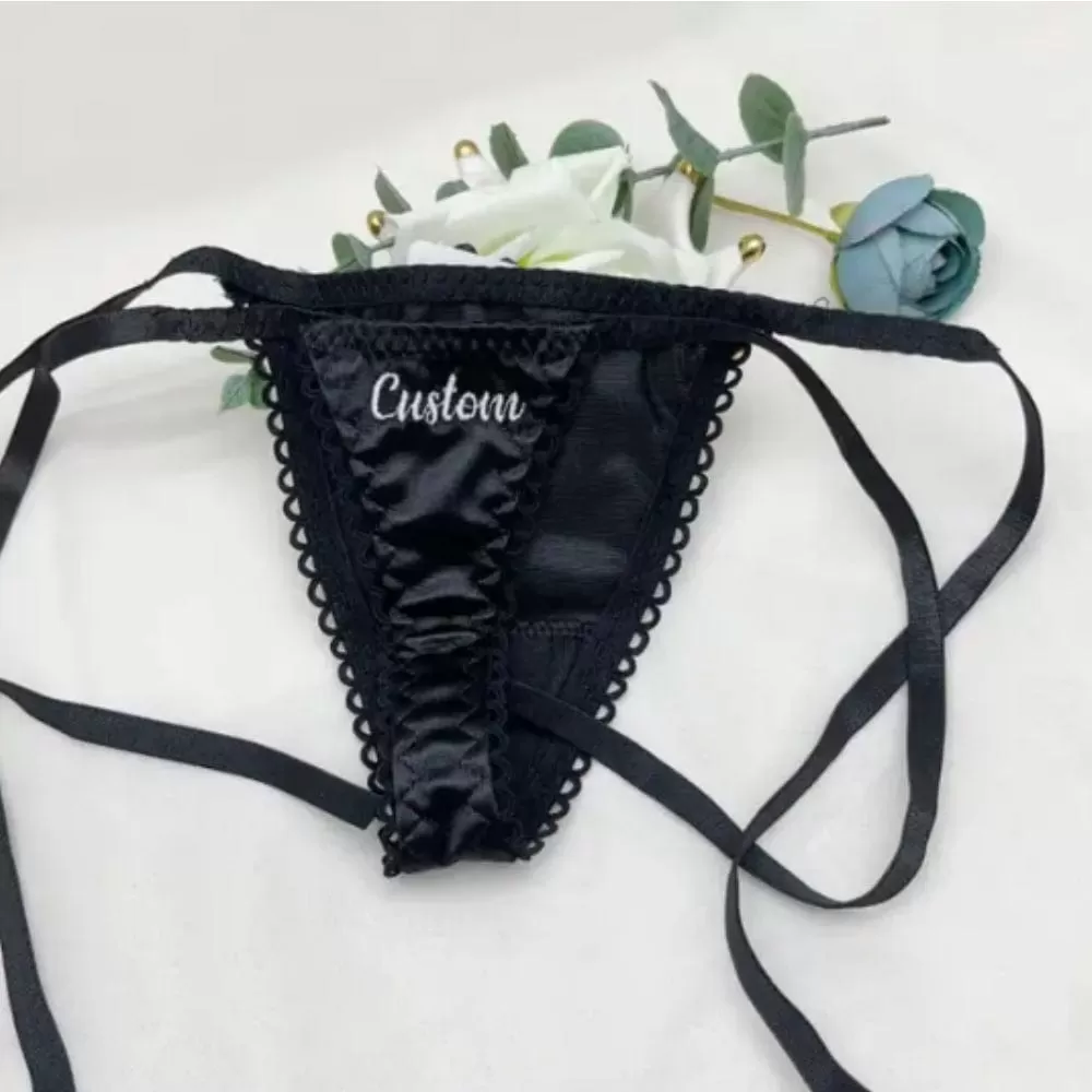 Custom Name Thong Panties Bikini Satin Personalized Women Sexy Strings Panties Lingerie Underwear Intimates Girls Gift(DHL is not supported)