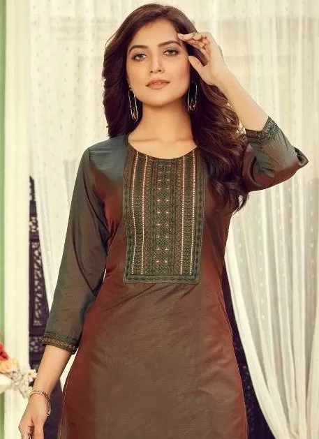 Dazzling Double Shaded Round Neck Cotton Tapeta Kurti