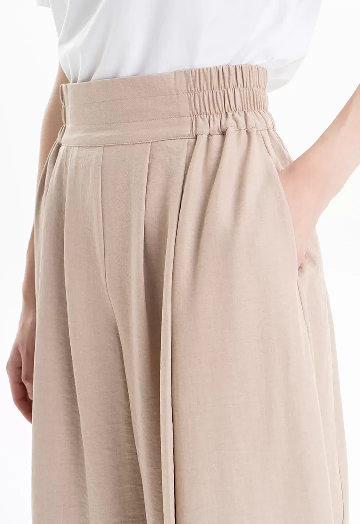 Double Pleated Solid Wide Leg Trouser