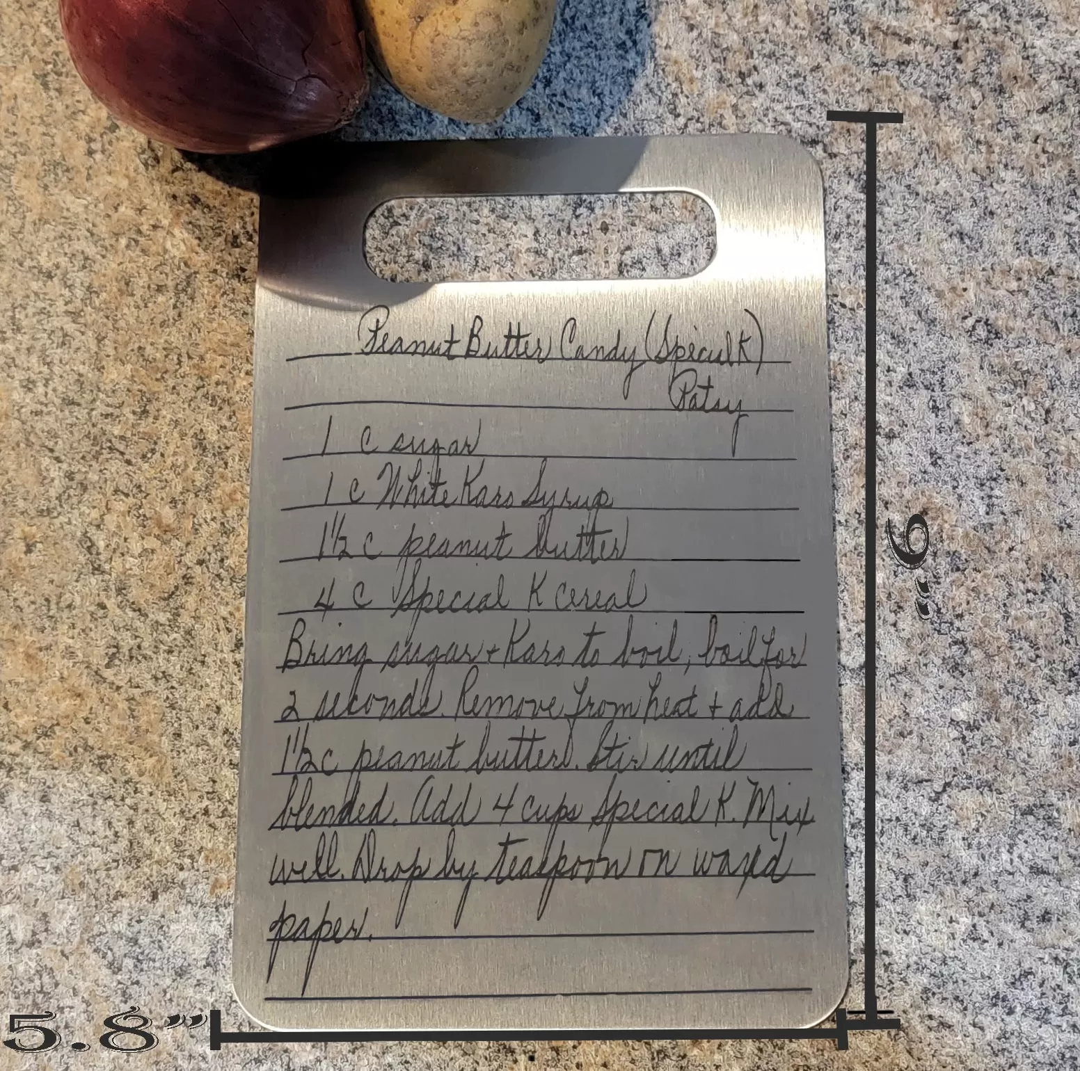 Engraved Handwriting Recipe Stainless Steel Cutting Board