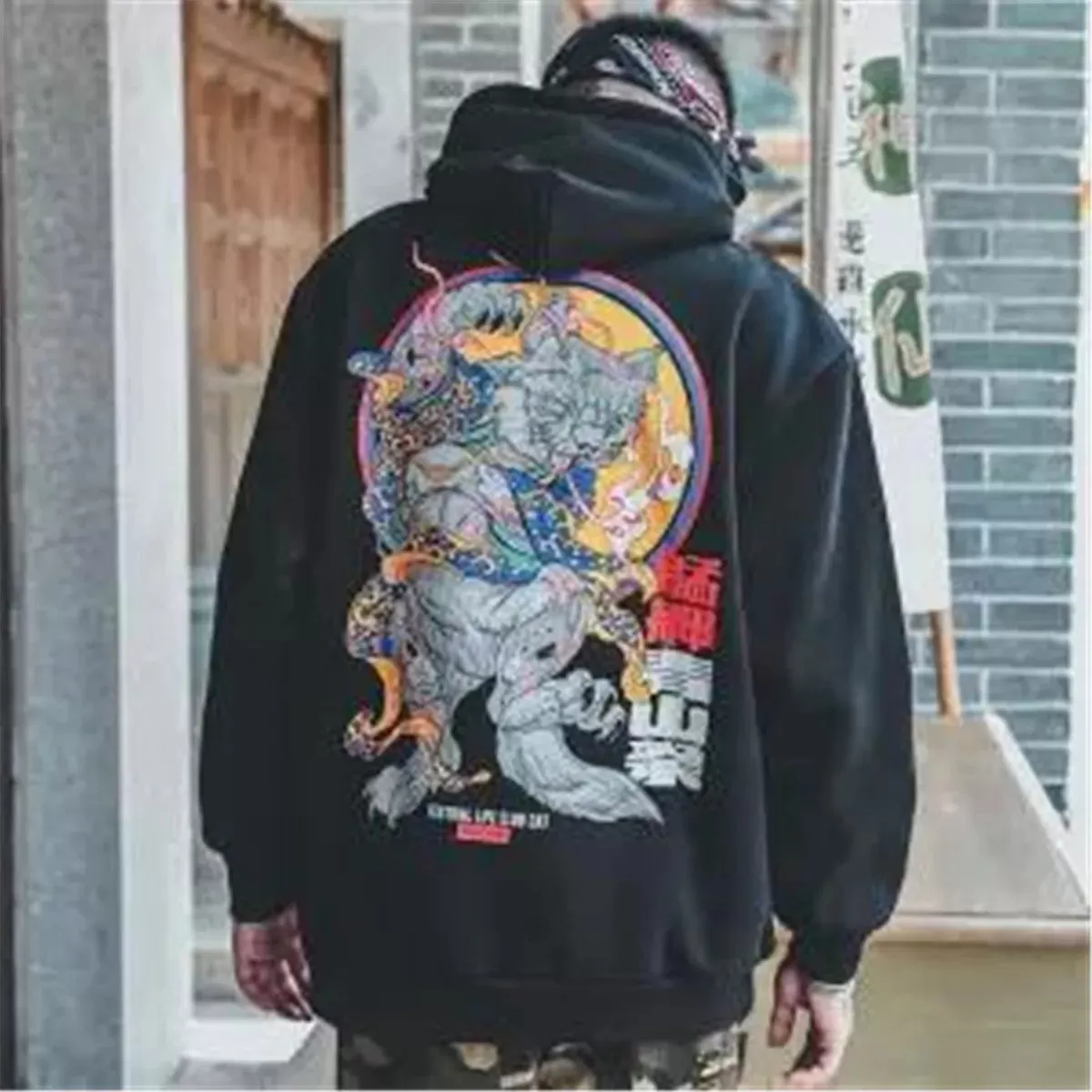 Fashion Boys Cool Men Hip Hop Hoodies Japanese Casual Sweatshirts Streetwear Men Women Loose Pullover Harajuku Devil Hoodie Male