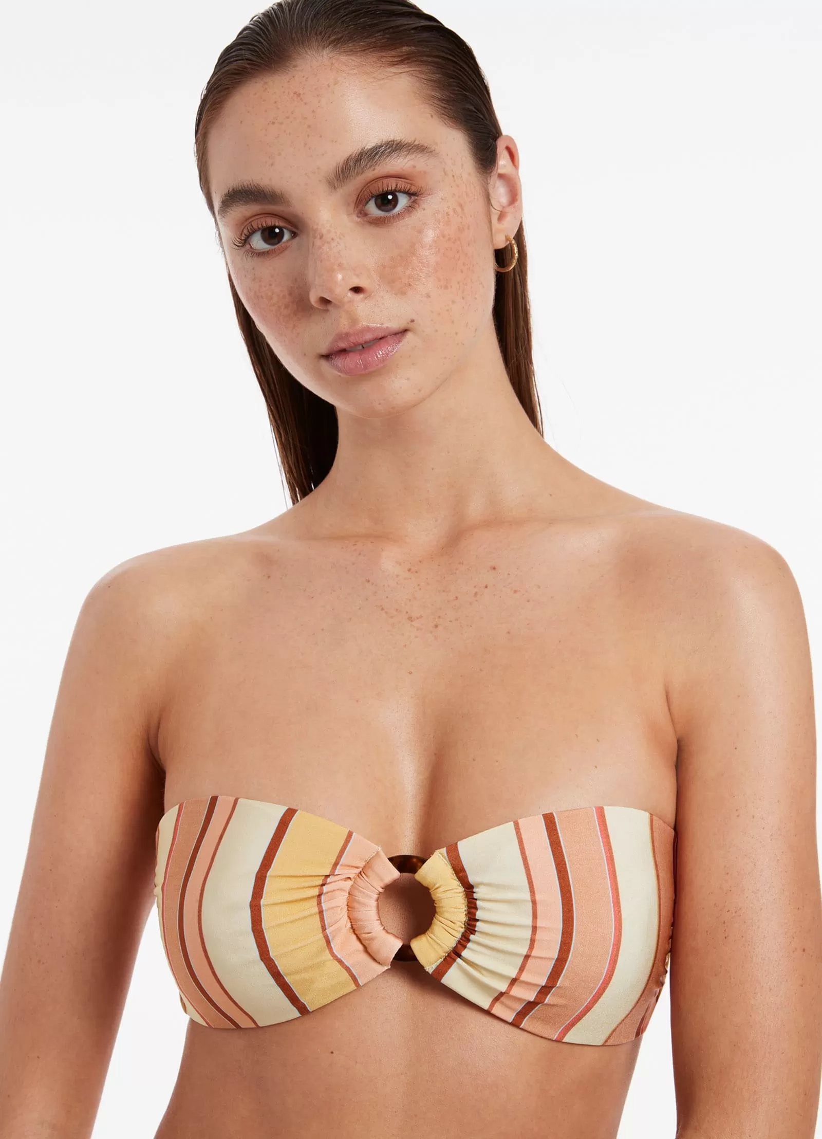 Fira Stripe Trim Bandeau Bikini Top - Marigold