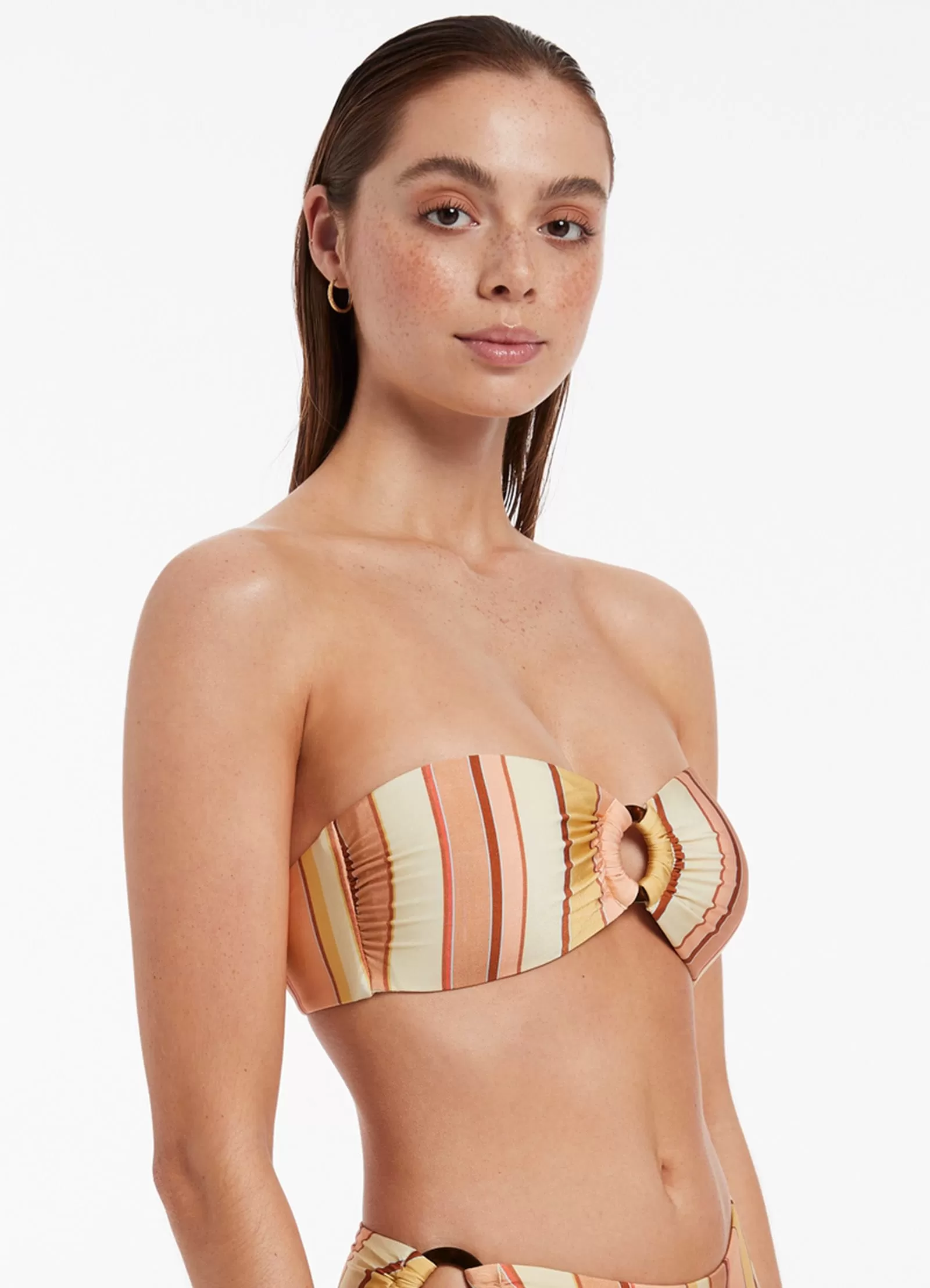 Fira Stripe Trim Bandeau Bikini Top - Marigold