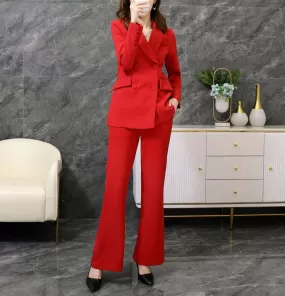 Formal Double-Breasted Office Blazer & Pants Two Piece Set