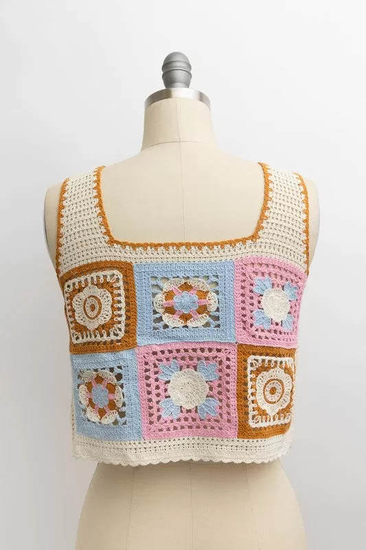 Granny Square Crochet Crop Top