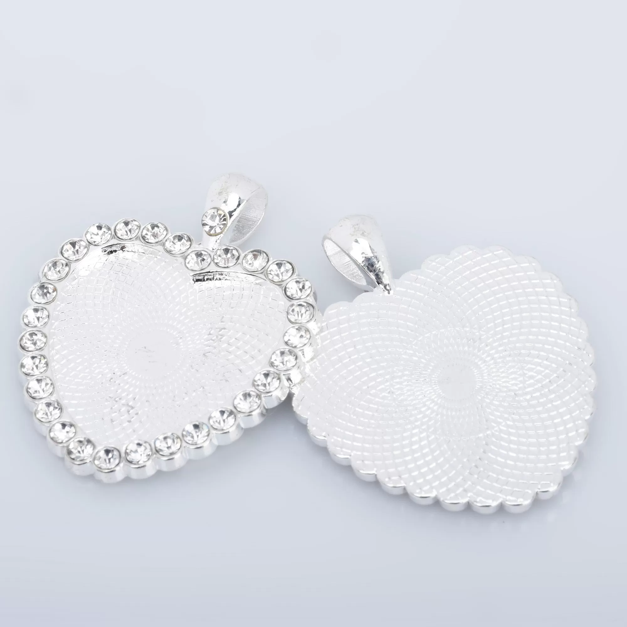 Heart Rhinestone Pendant Trays 25mm Blank Base Bezel Pendant Settings for Glass Jewelry Findings 5pcs 102852