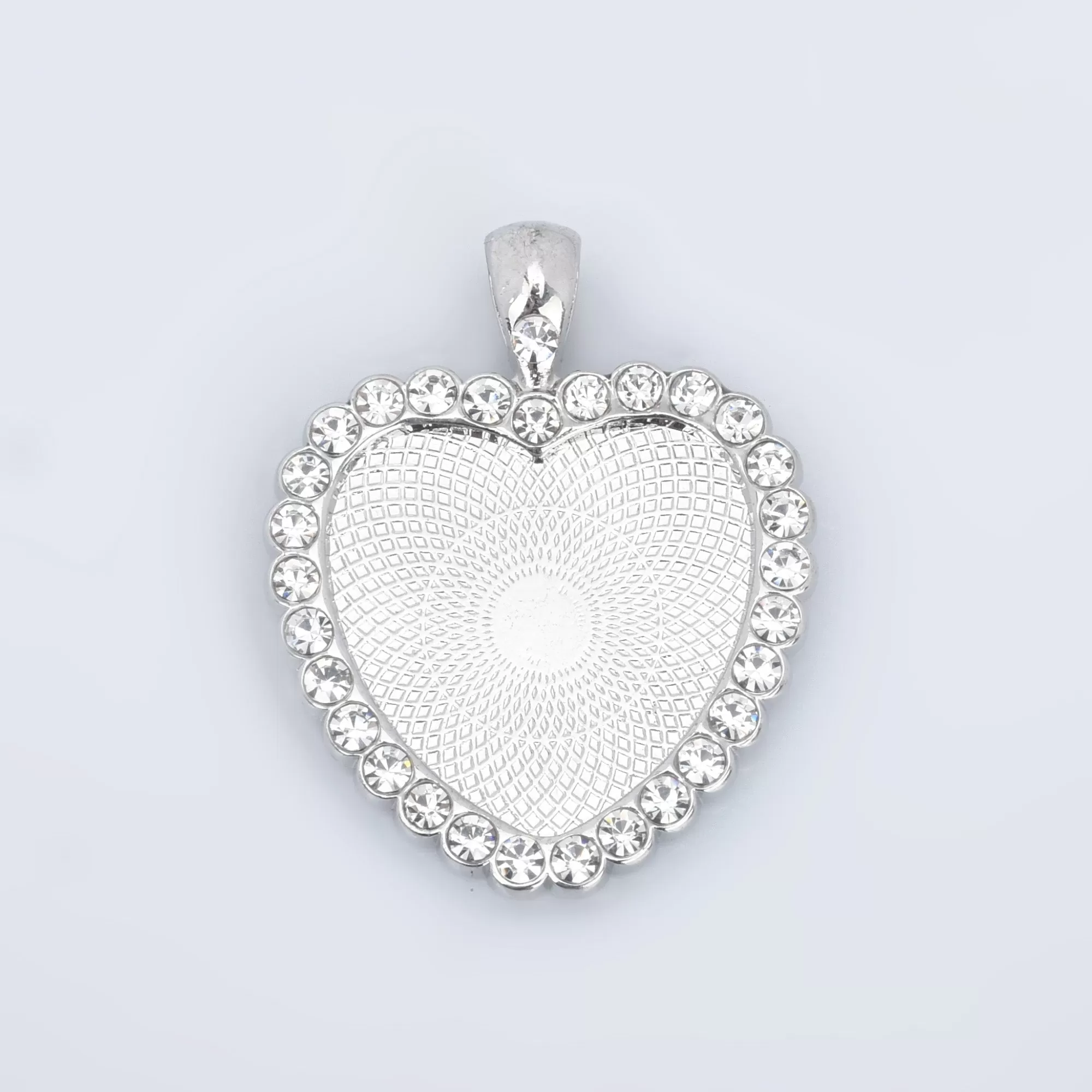 Heart Rhinestone Pendant Trays 25mm Blank Base Bezel Pendant Settings for Glass Jewelry Findings 5pcs 102852