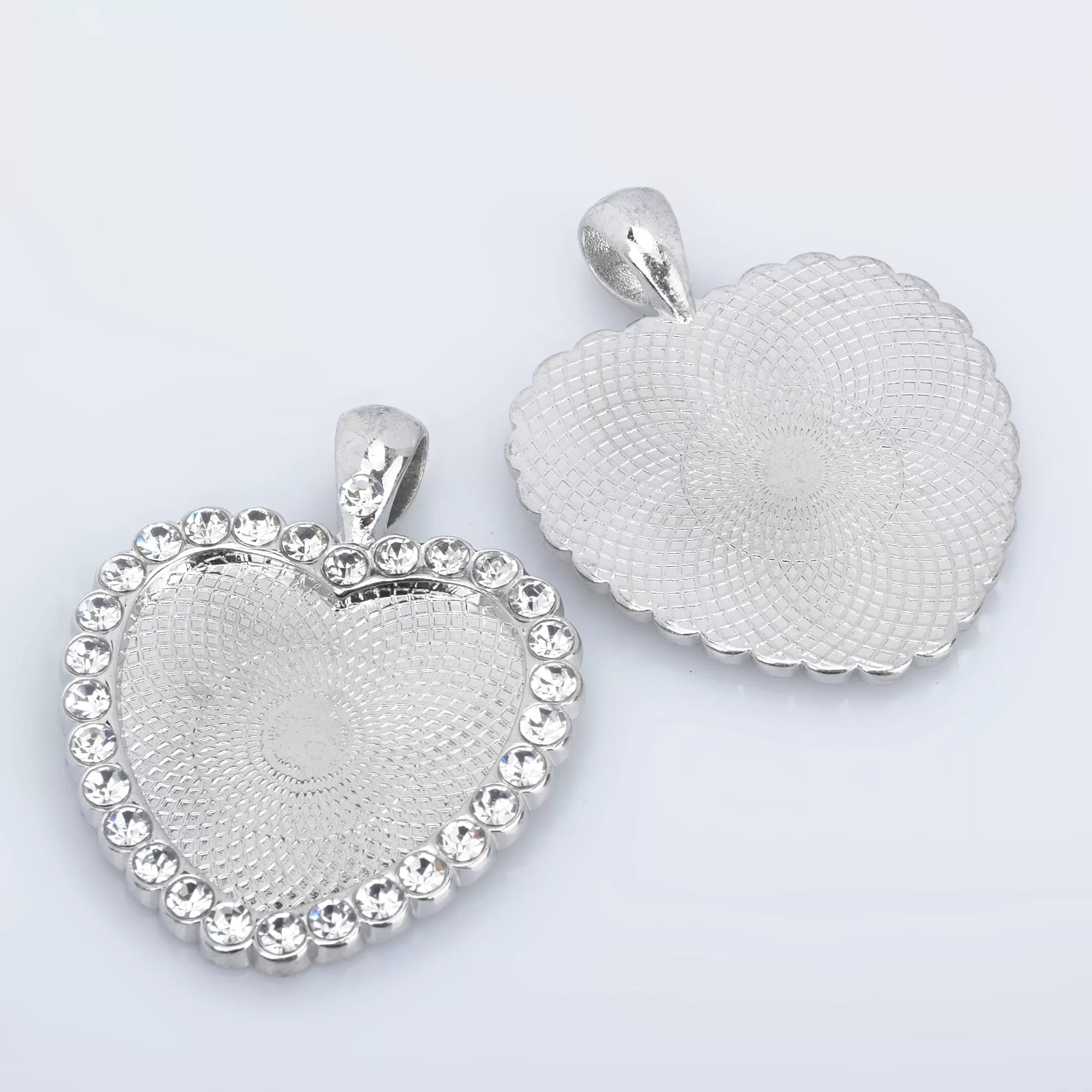 Heart Rhinestone Pendant Trays 25mm Blank Base Bezel Pendant Settings for Glass Jewelry Findings 5pcs 102852