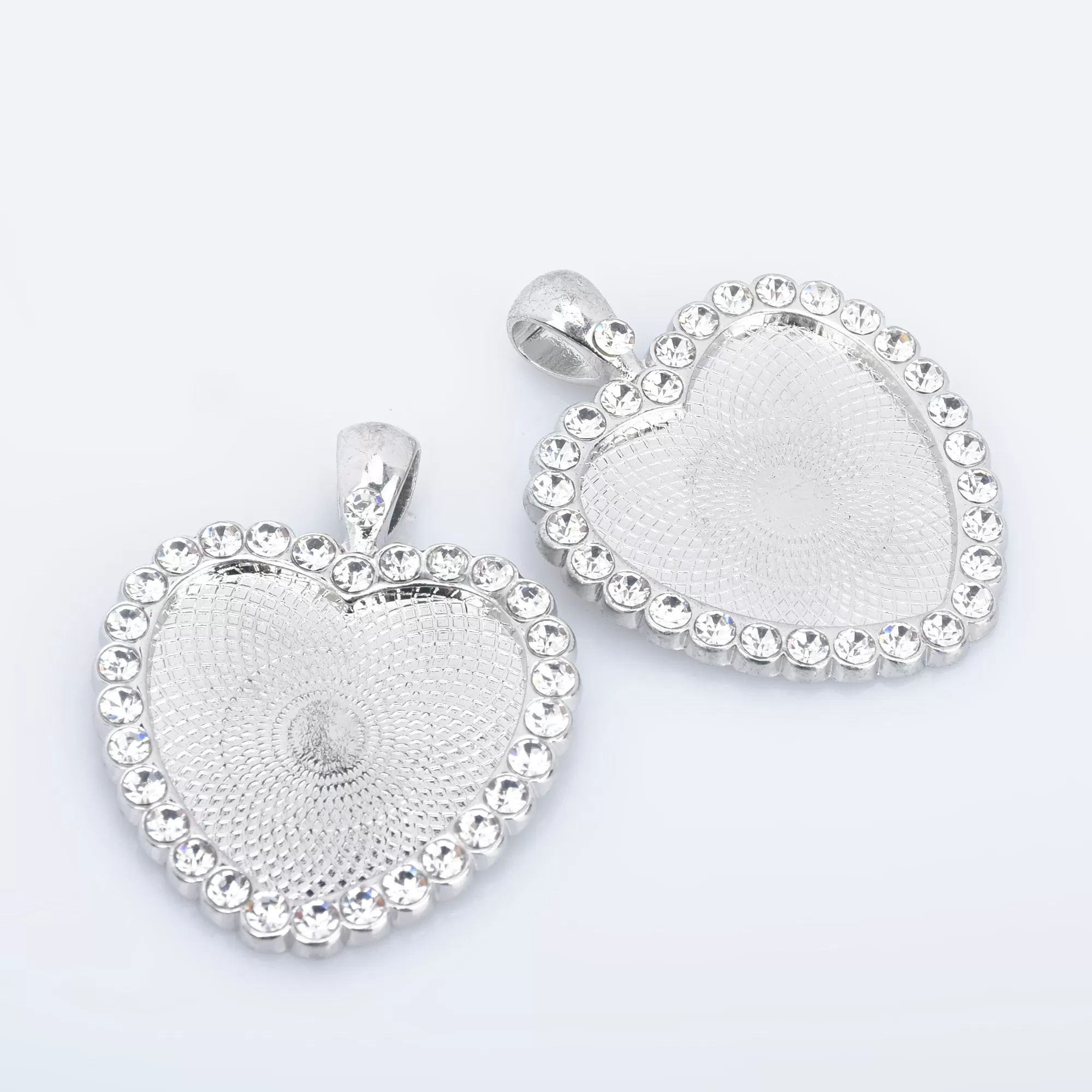 Heart Rhinestone Pendant Trays 25mm Blank Base Bezel Pendant Settings for Glass Jewelry Findings 5pcs 102852