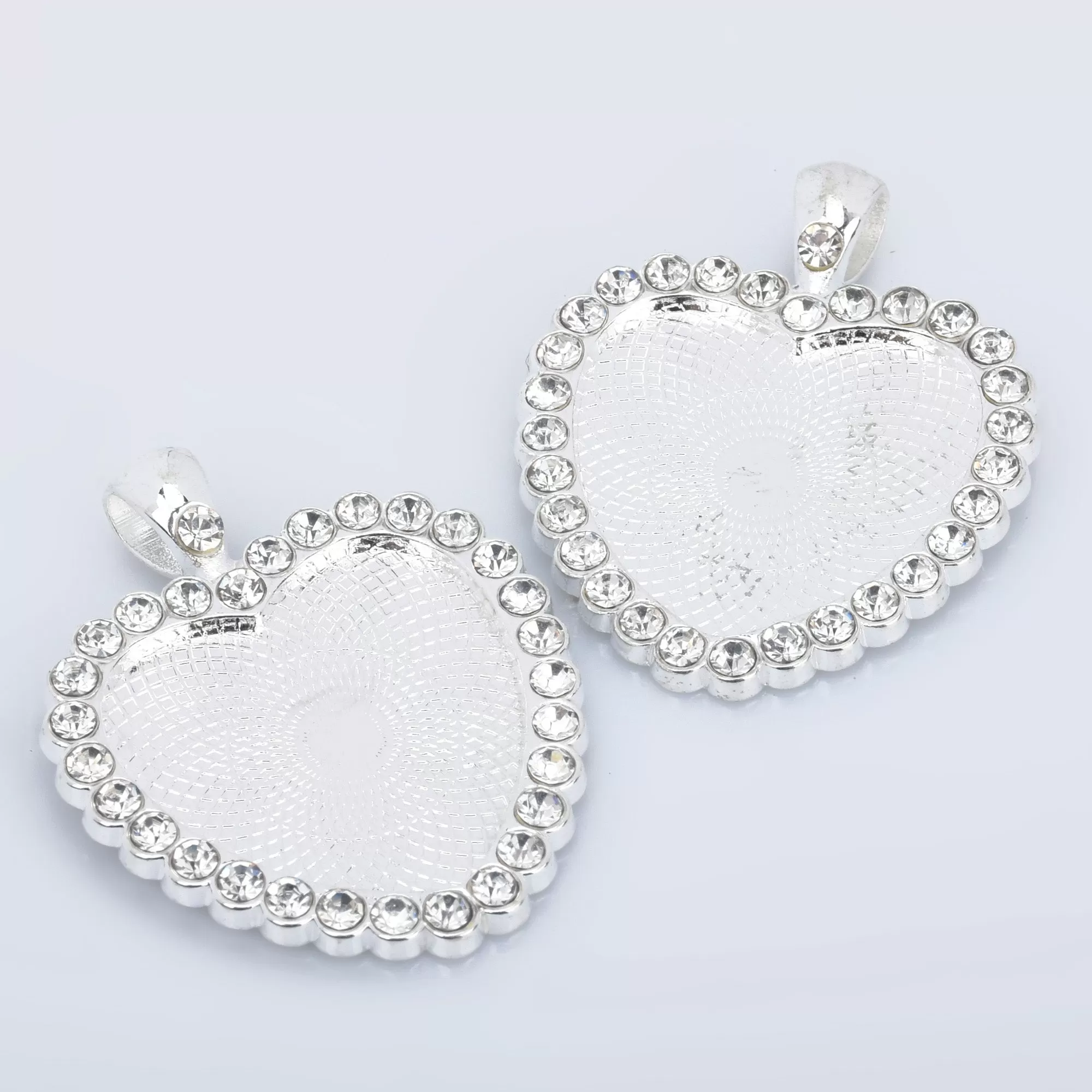 Heart Rhinestone Pendant Trays 25mm Blank Base Bezel Pendant Settings for Glass Jewelry Findings 5pcs 102852