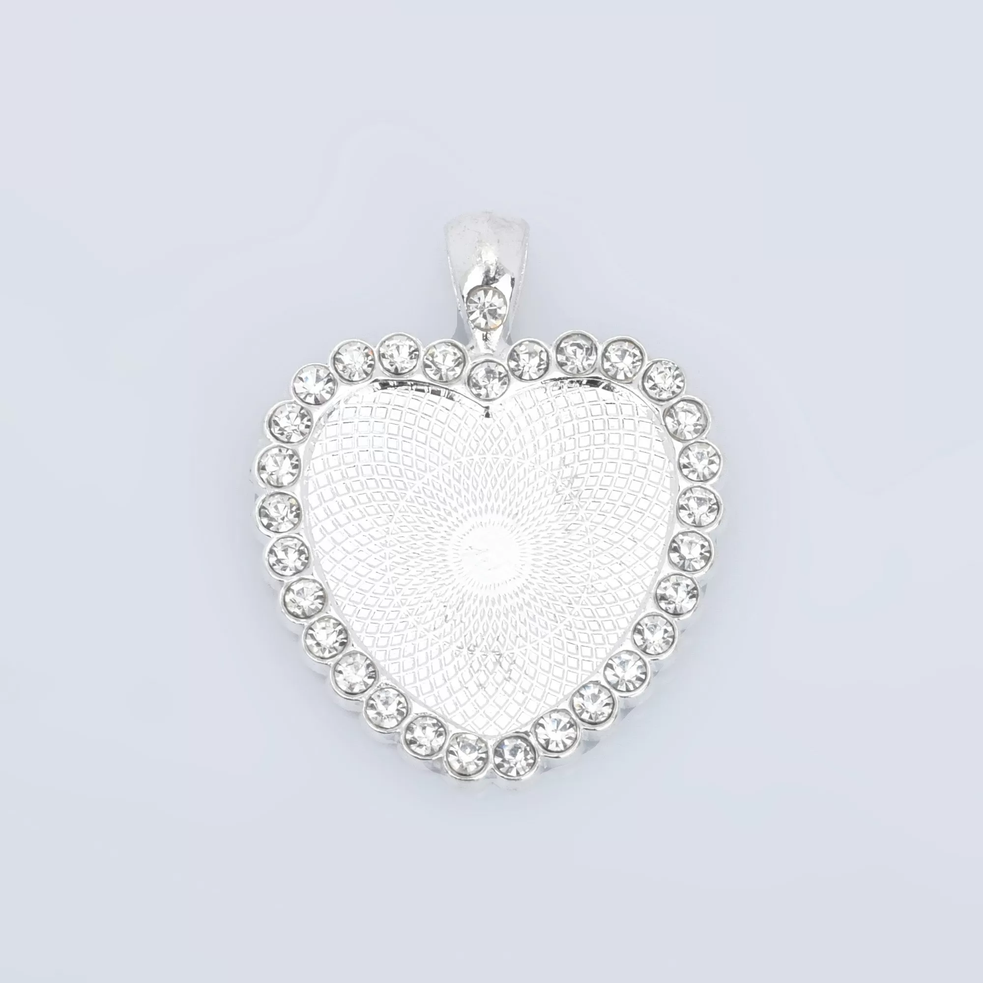 Heart Rhinestone Pendant Trays 25mm Blank Base Bezel Pendant Settings for Glass Jewelry Findings 5pcs 102852