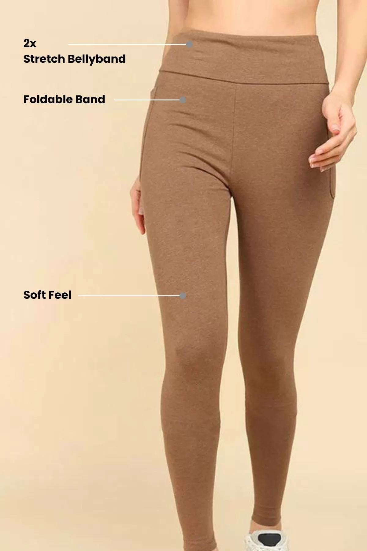 High Waist Melange Brown Mom Legging