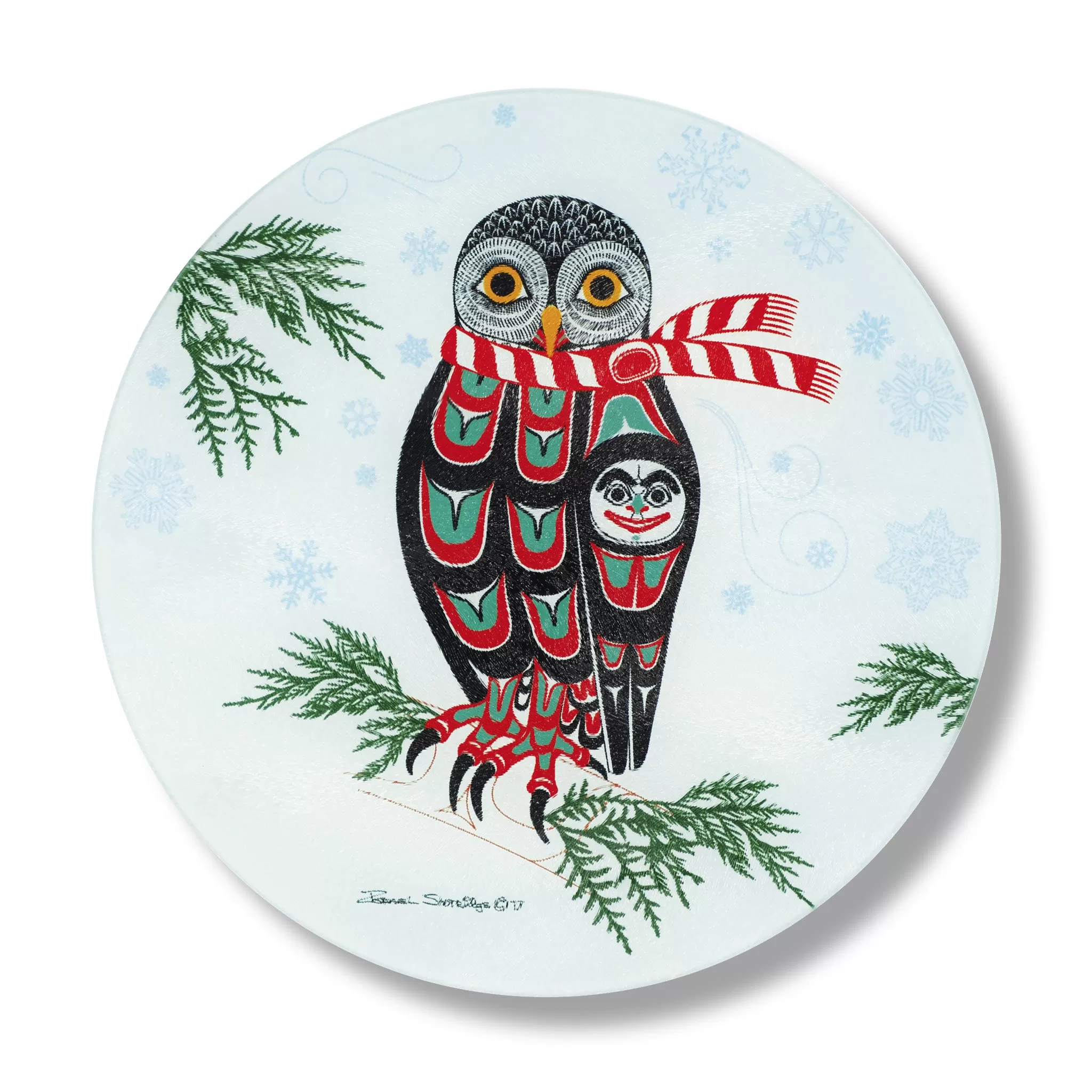 Holiday Owl - Glass Cutting Board