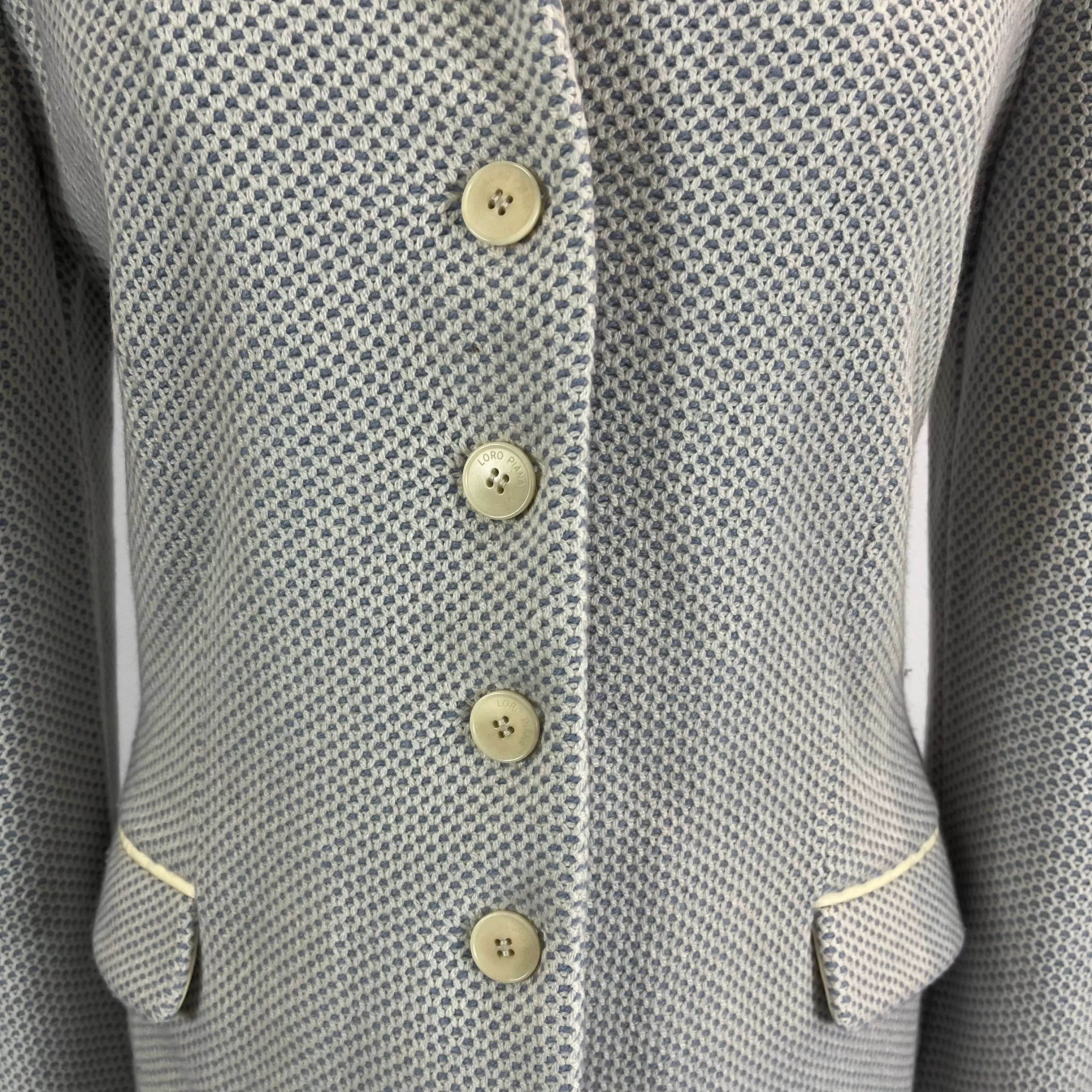 Loro Piana Pale Blue & Ecru Knit Baby Cashmere Jacket S