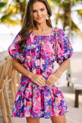 Love Again Magenta Purple Abstract Babydoll Dress