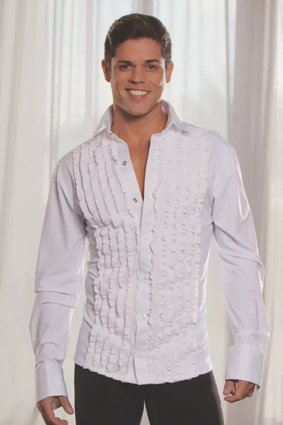 Men's Ruffled Snap Closure Tuxedo Ballroom Shirt without Trunks MS8a