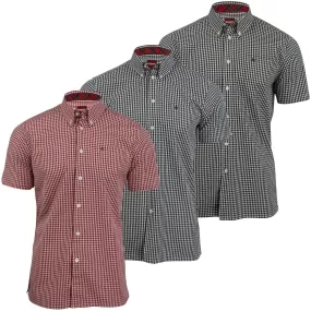 Merc London Men's 'Terry' Gingham Check Shirt - Short Sleeed