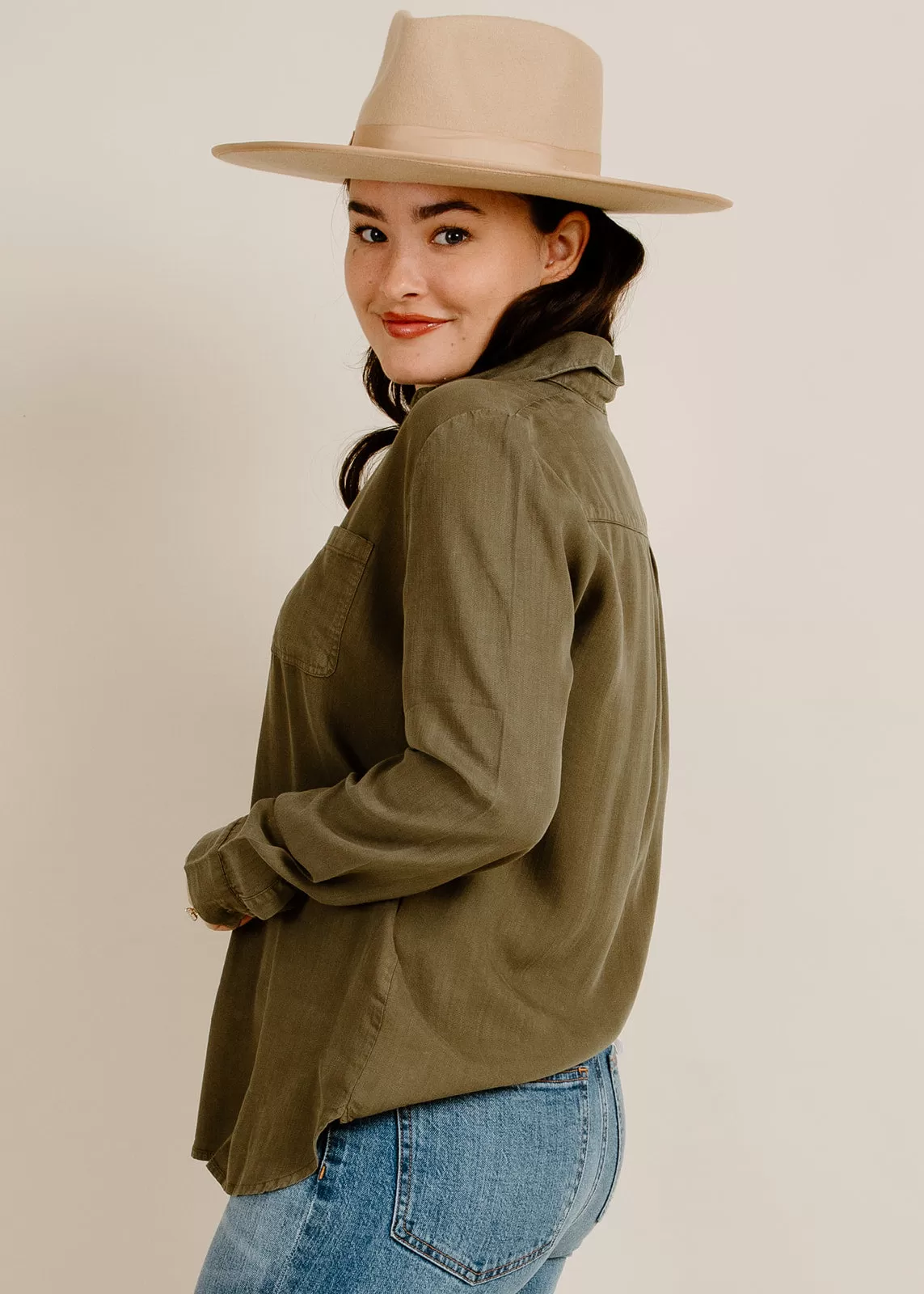 Mercia Button-Down Top - Olive