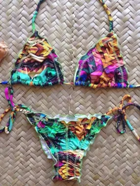 Multi-colored Halter Bikini Sets