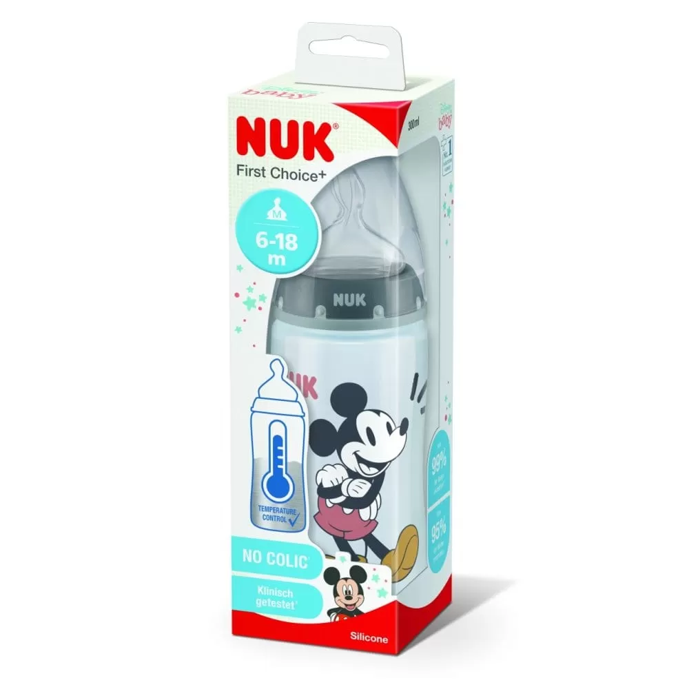 NUK Temperature Control Bottle - Mickey, 300ml 6-18m