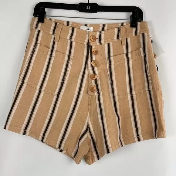 NWT Amuse Society Tan  Striped Shorts