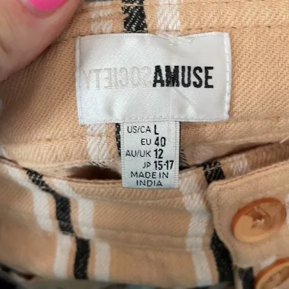 NWT Amuse Society Tan  Striped Shorts