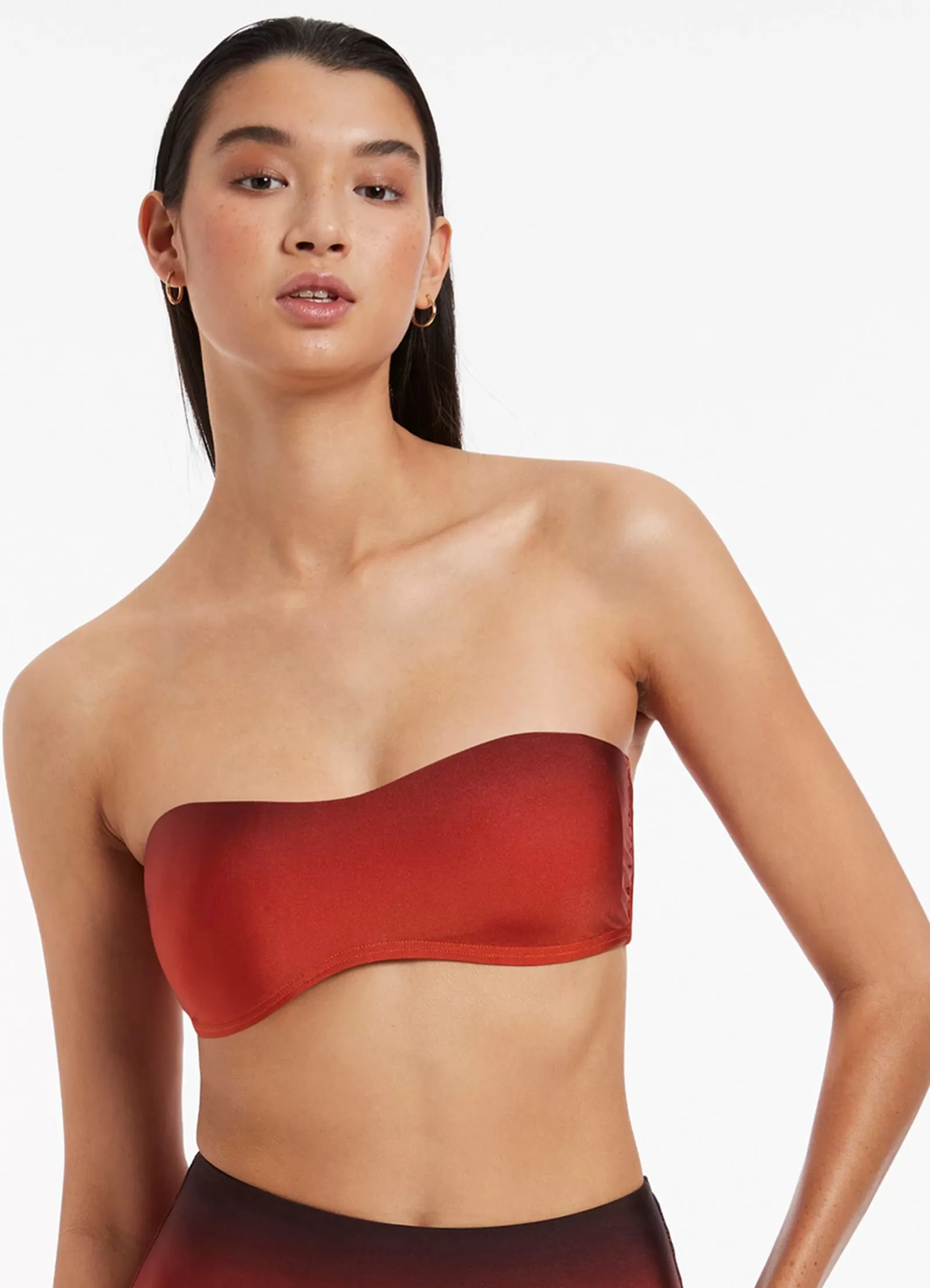 Oia Sunset Minimal Bandeau Bikini Top - Burnt Orange