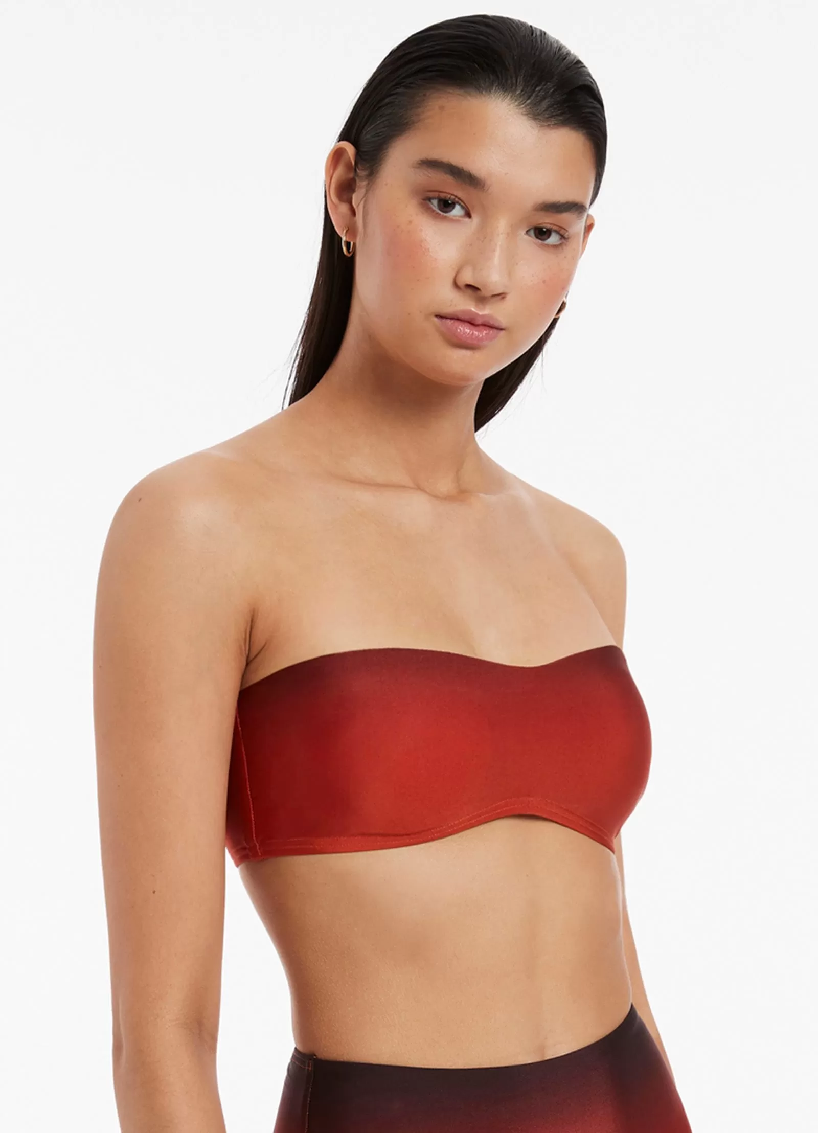 Oia Sunset Minimal Bandeau Bikini Top - Burnt Orange