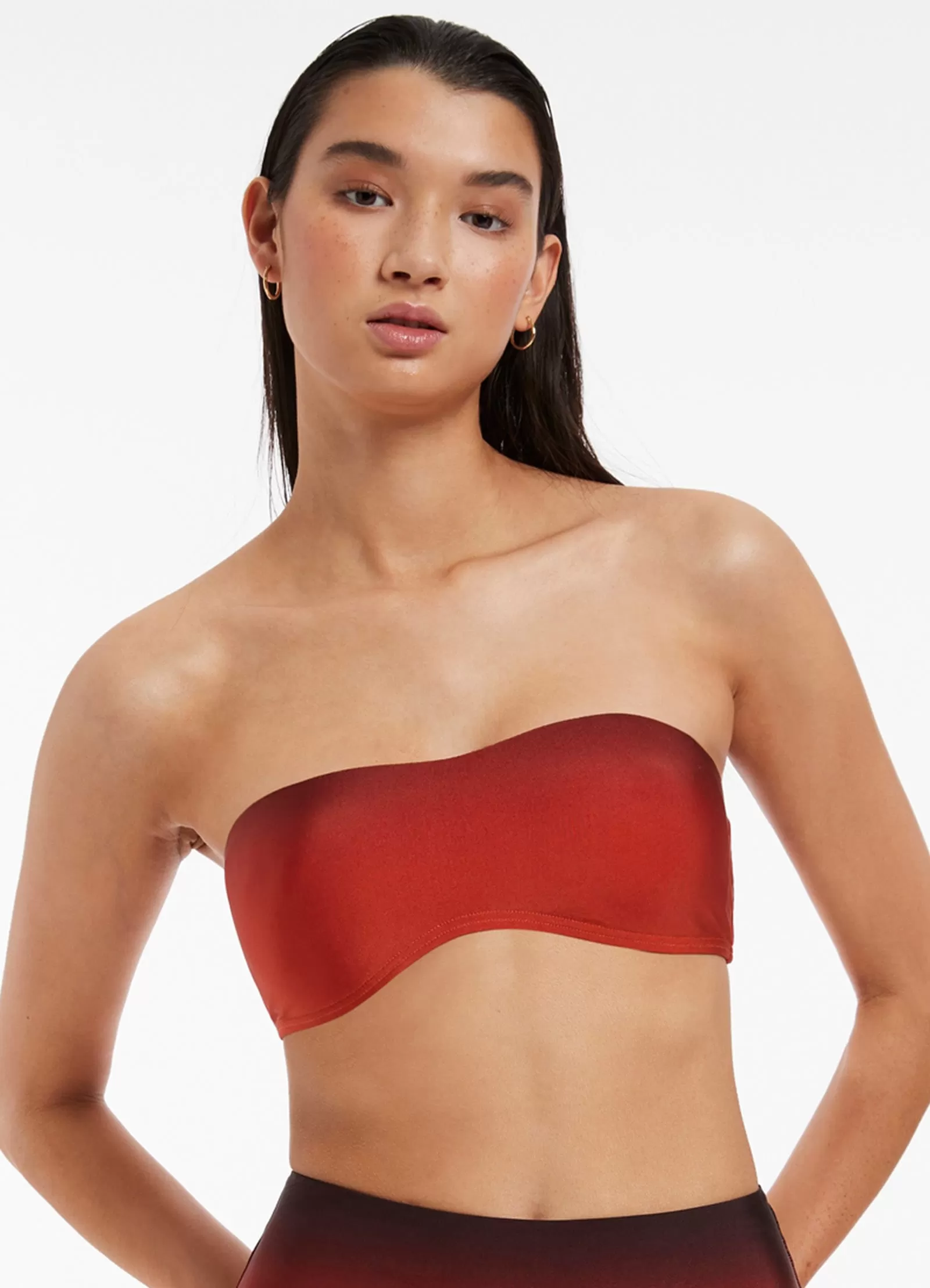 Oia Sunset Minimal Bandeau Bikini Top - Burnt Orange