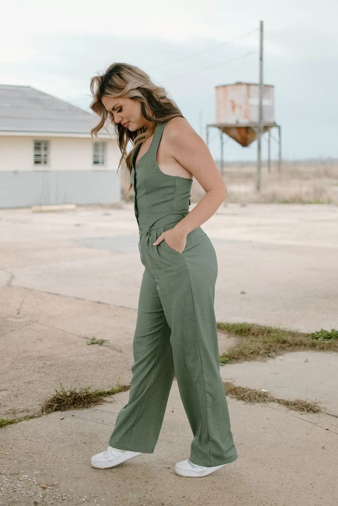 Olive Business Casual Set Pants