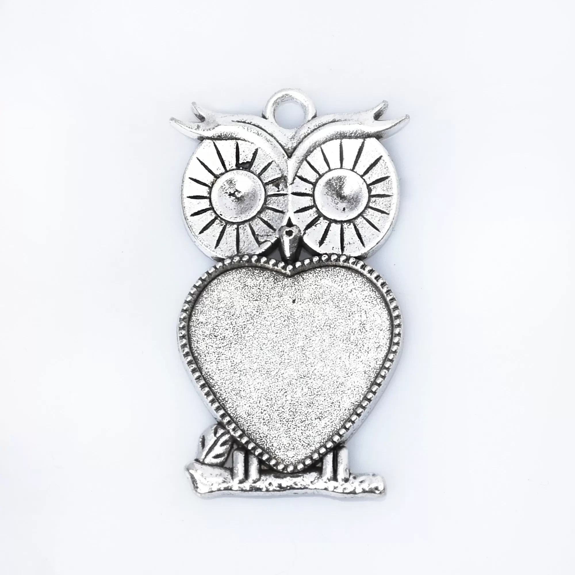 Owl Blank Bezel Pendant Trays alloy Owl Pendant Setting fit 20mm Heart Cabochon DIY Jewelry accessories 10pcs 102944